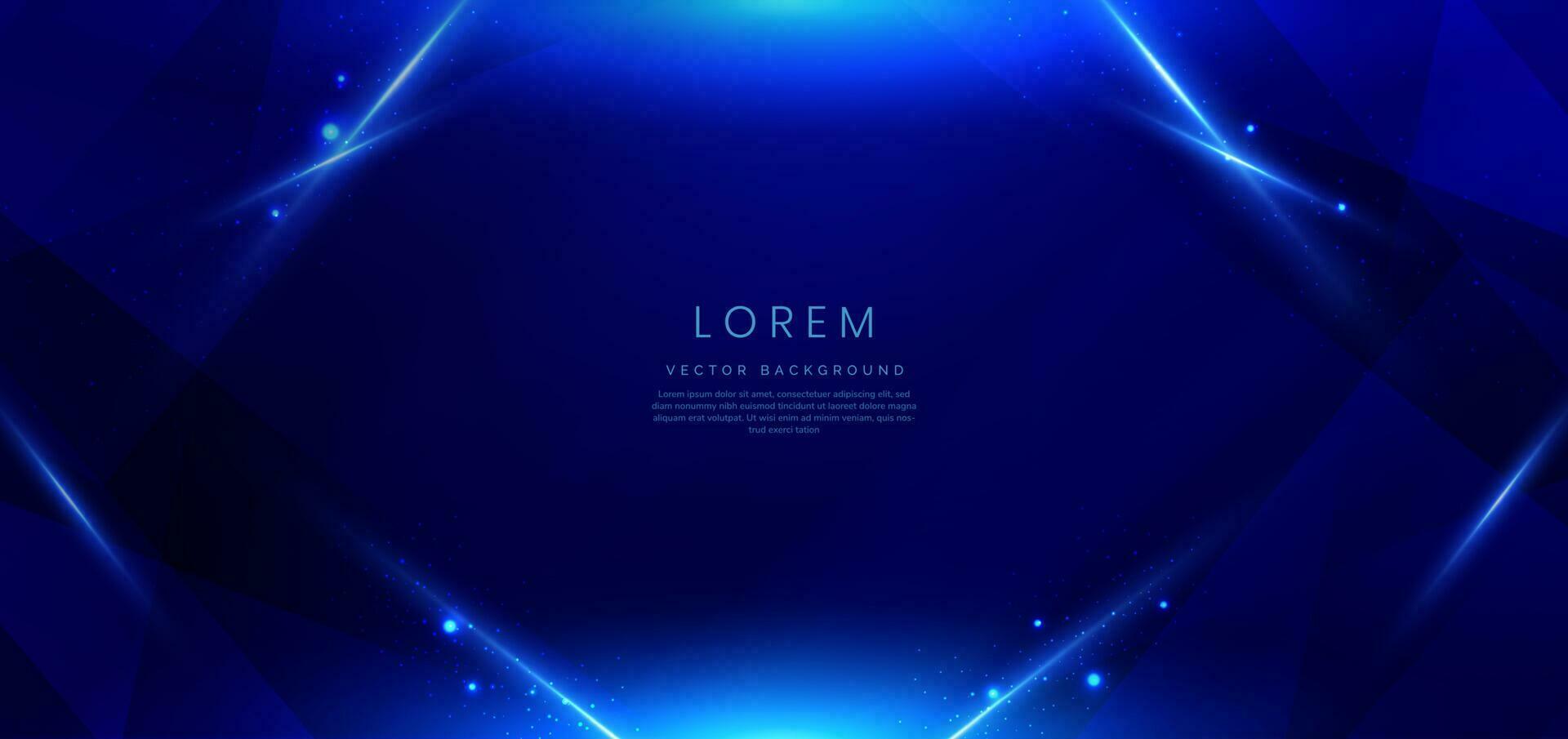 Abstract elegant dark blue with triangles element overlapping and lighting effect copy space for text. vector