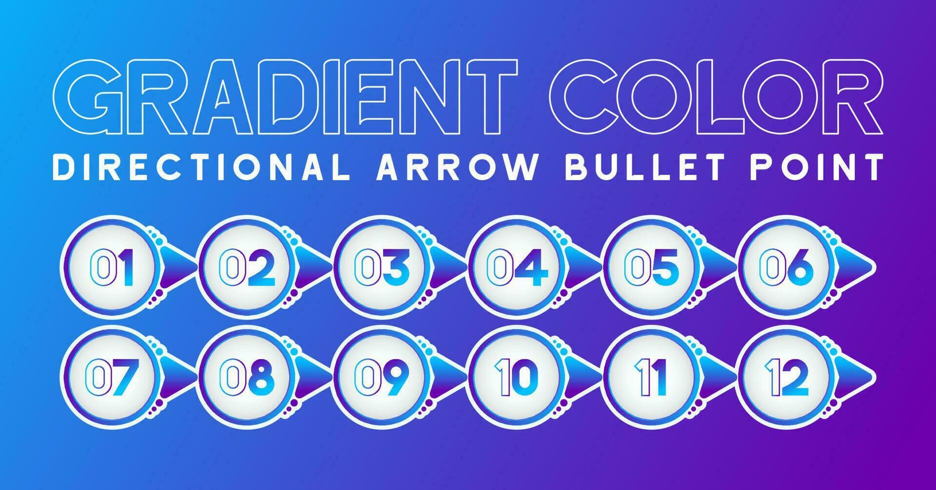 Gradient Color Directional Arrow Bullet Point vector