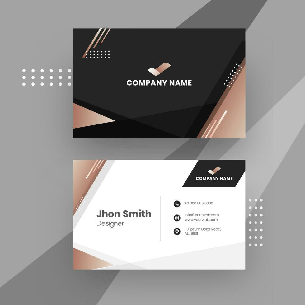 Corporate business card or horizontal template design in front and back view. vector
