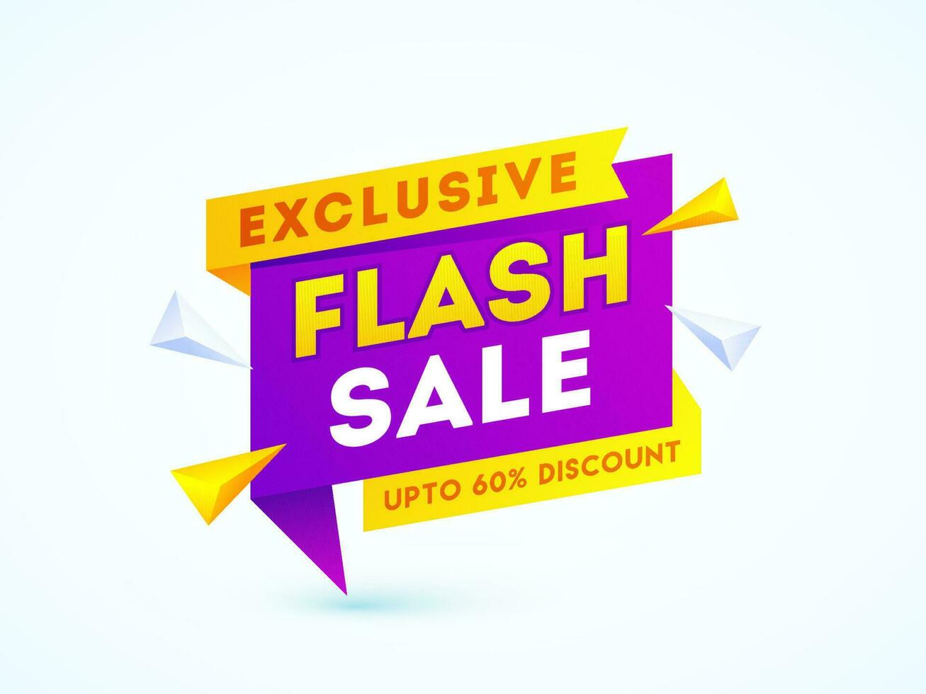 Exclusive Flash Sale tag, label or ribbon with discount offer and 3d geometric elements. vector