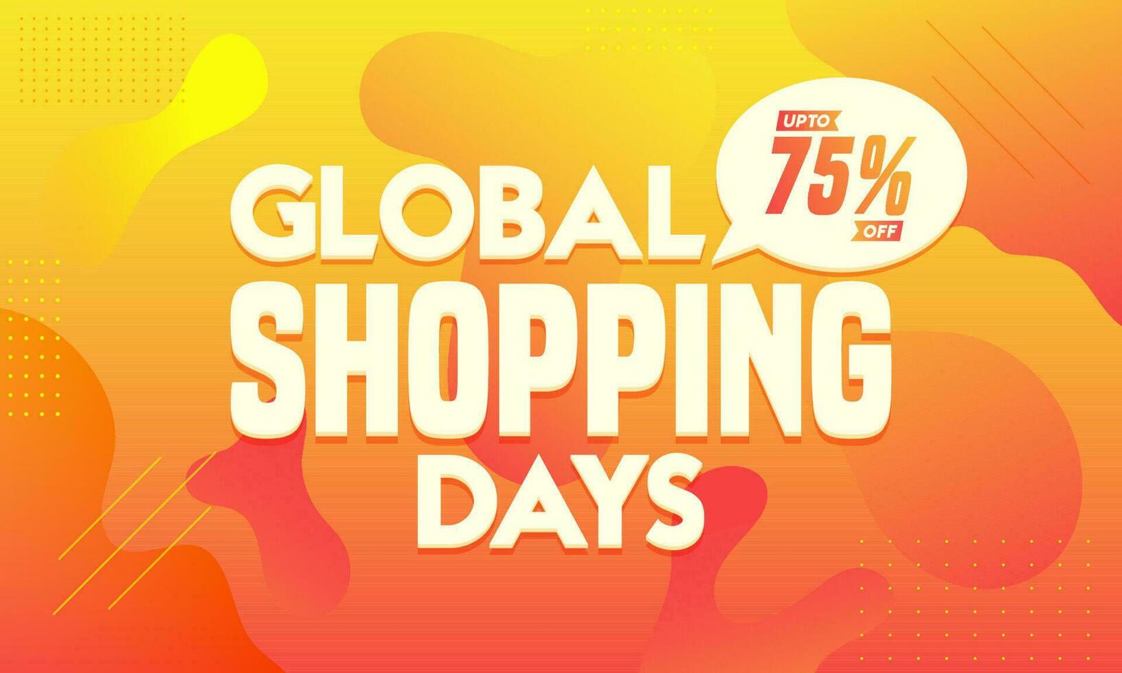 Advertising banner or poster design with discount offer on abstract fluid art background for Global Shopping Days. vector