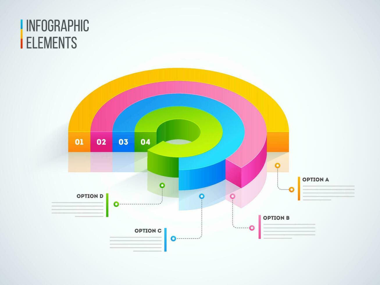 3d vistoso circulo tarta gráfico con números para tu negocio presentación y informe. vector