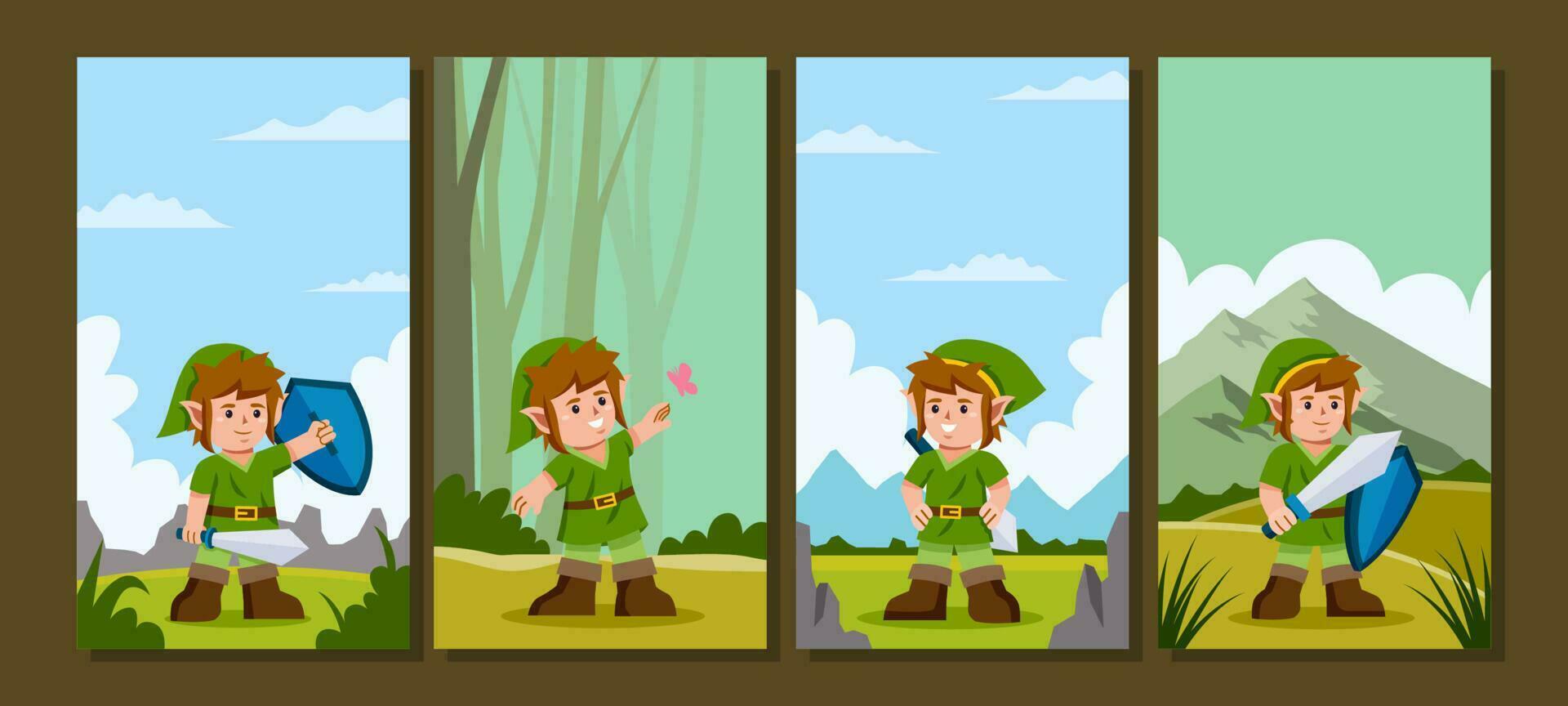 Social Media Set of Adventure of Elf vector