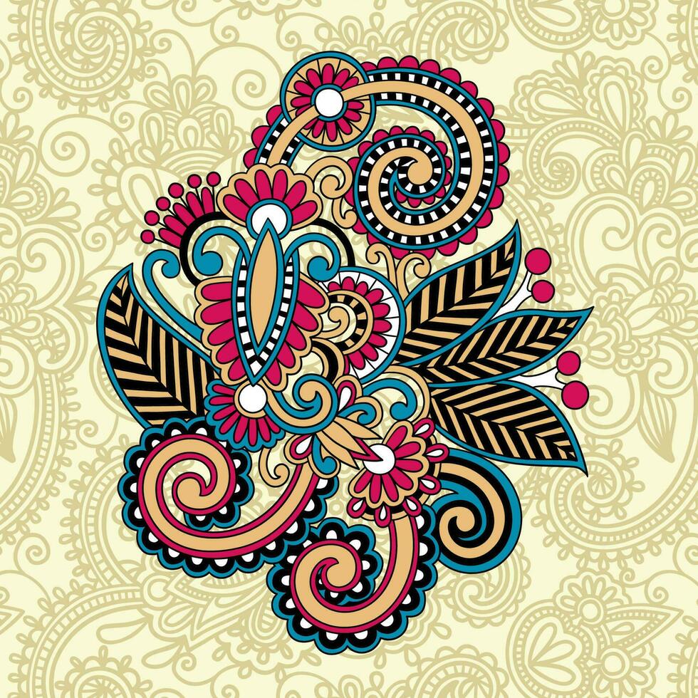 floral background with paisley and indian florals. damask style pattern for textile and decoration. classic ornament with flowers. vector