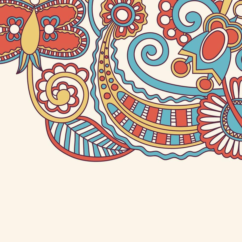 classic style background with floral ornament, batik drawing. vector