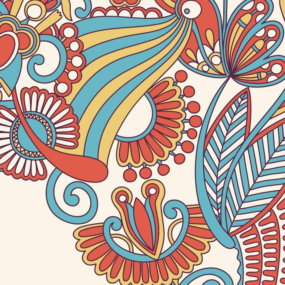 classic style background with floral ornament, batik drawing. vector