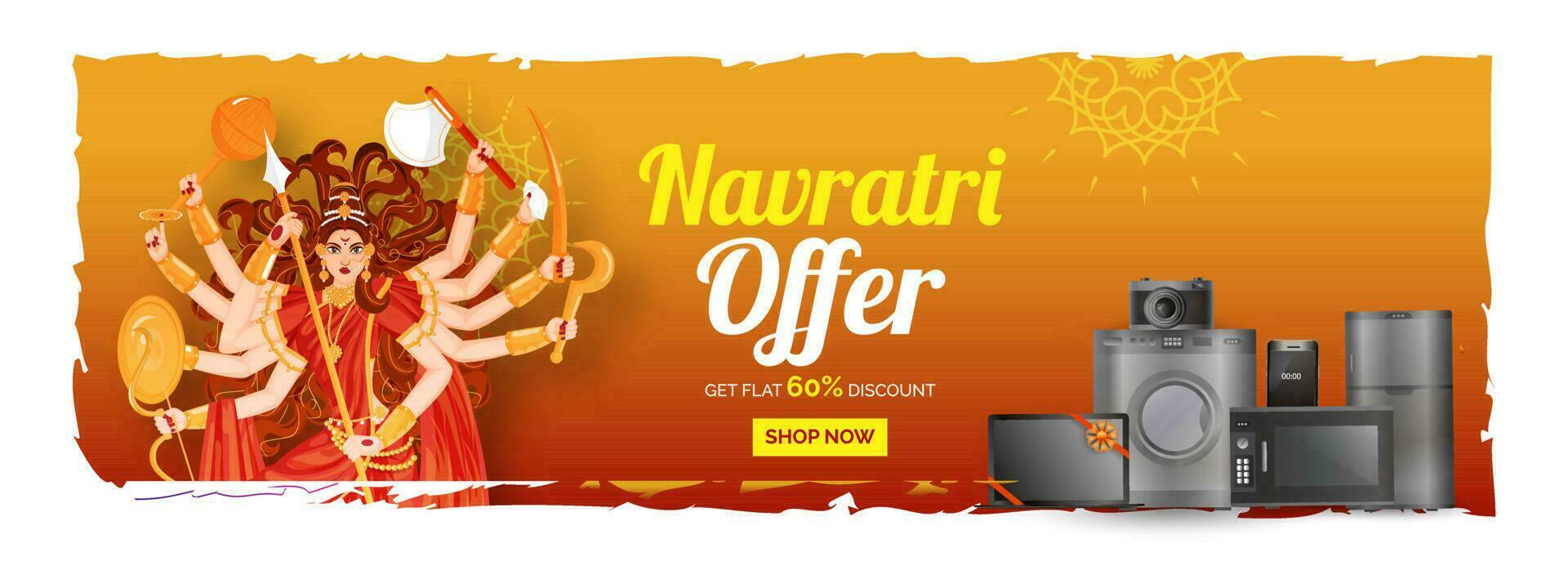 electrónico aparato rebaja encabezamiento o bandera diseño con descuento oferta en ocasión de contento navratri celebracion para publicidad concepto. vector