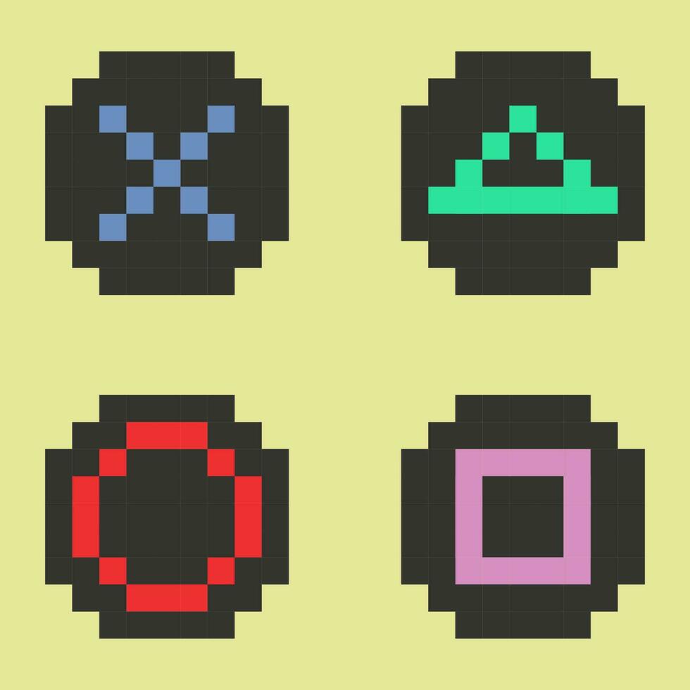 gráfico joypad arcada juego en vector icono formato y gamepad o palanca de mando píxel Arte.