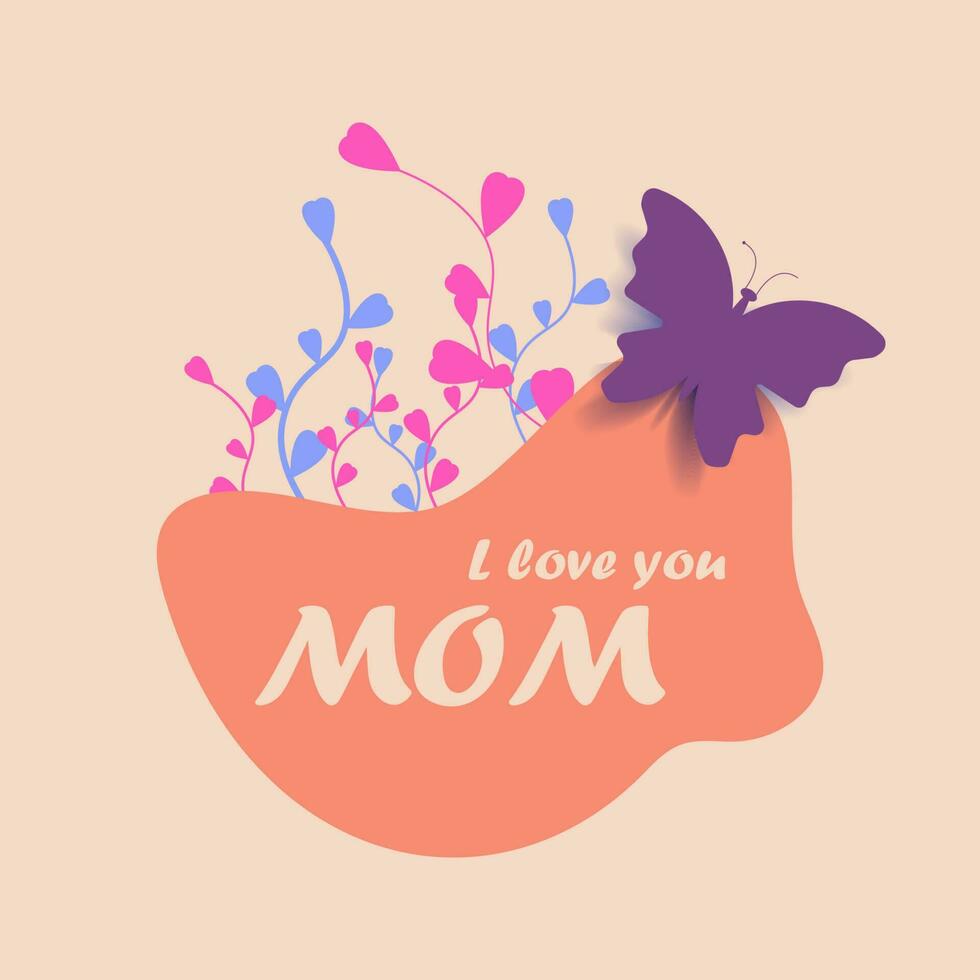 l love you mom. Vintage Happy Mothers Day Background. Butterfly ...