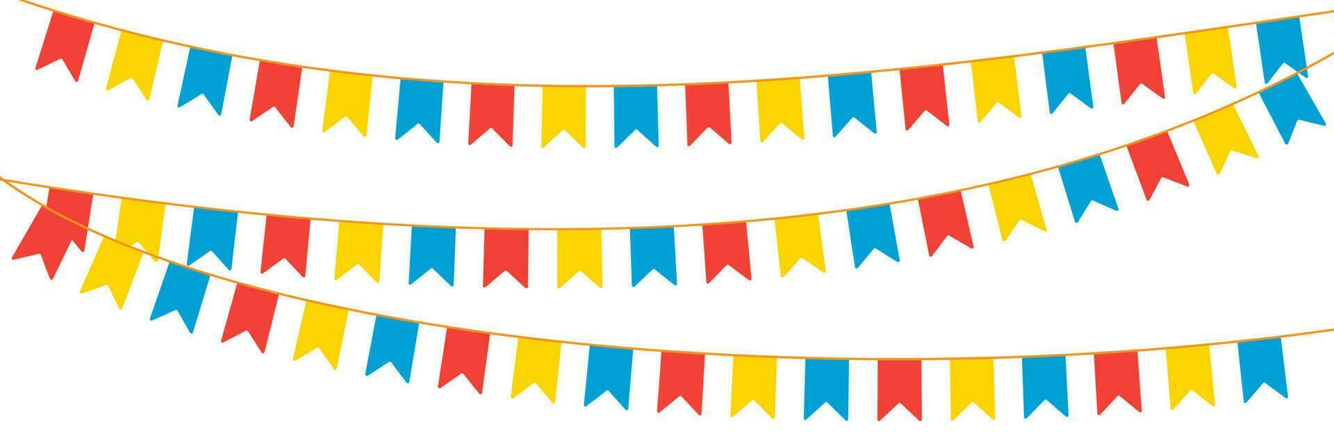 Happy colorful Party Flags Vector, red, blue, yellow EPS 10. 23797670