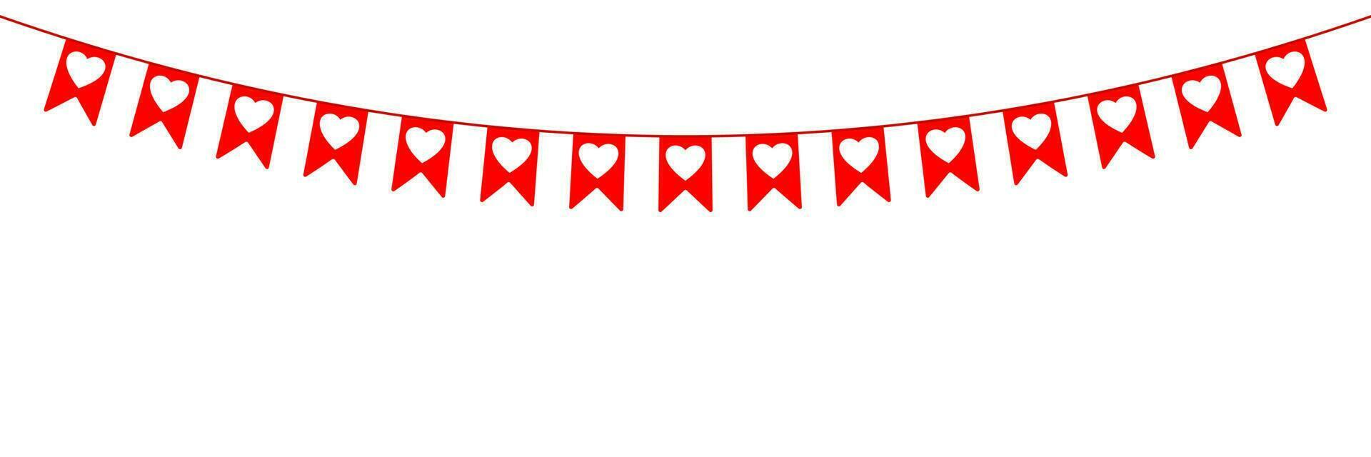 Party flags. Valentine days. Love and red heart. vector
