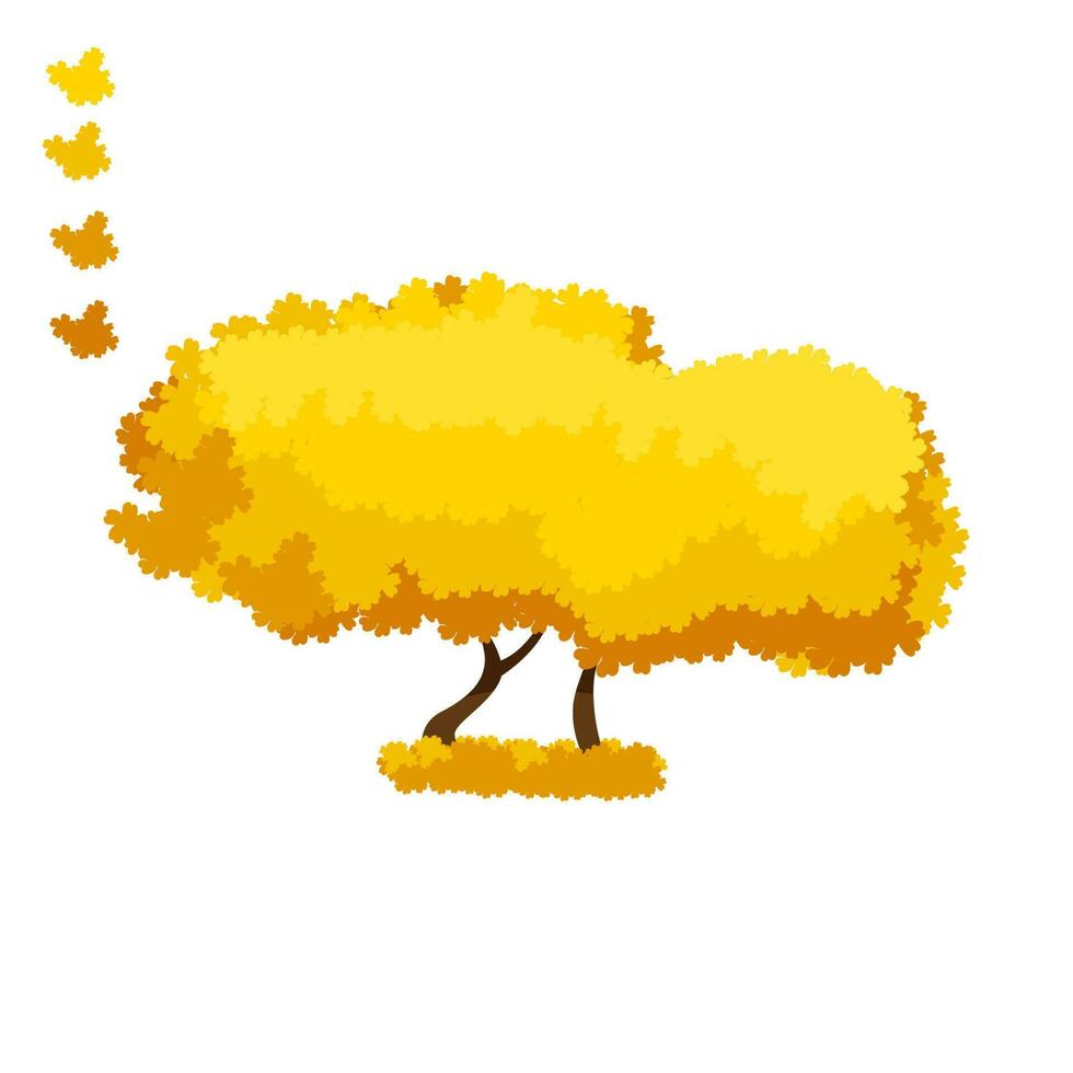 Collection Of Autumn Trees, Isolated On White Background. Simple collection of autumn trees of different shapes. Vector illustration.