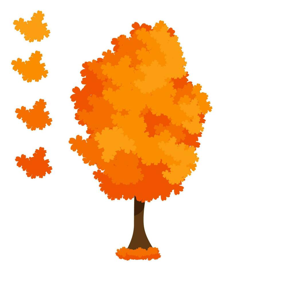 otoño árboles, aislado en blanco antecedentes. sencillo colección de otoño arboles de diferente formas vector ilustración.