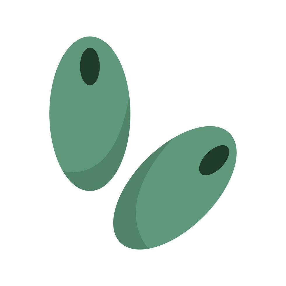 Colored black and green olives, branch olives. Vector illustration.