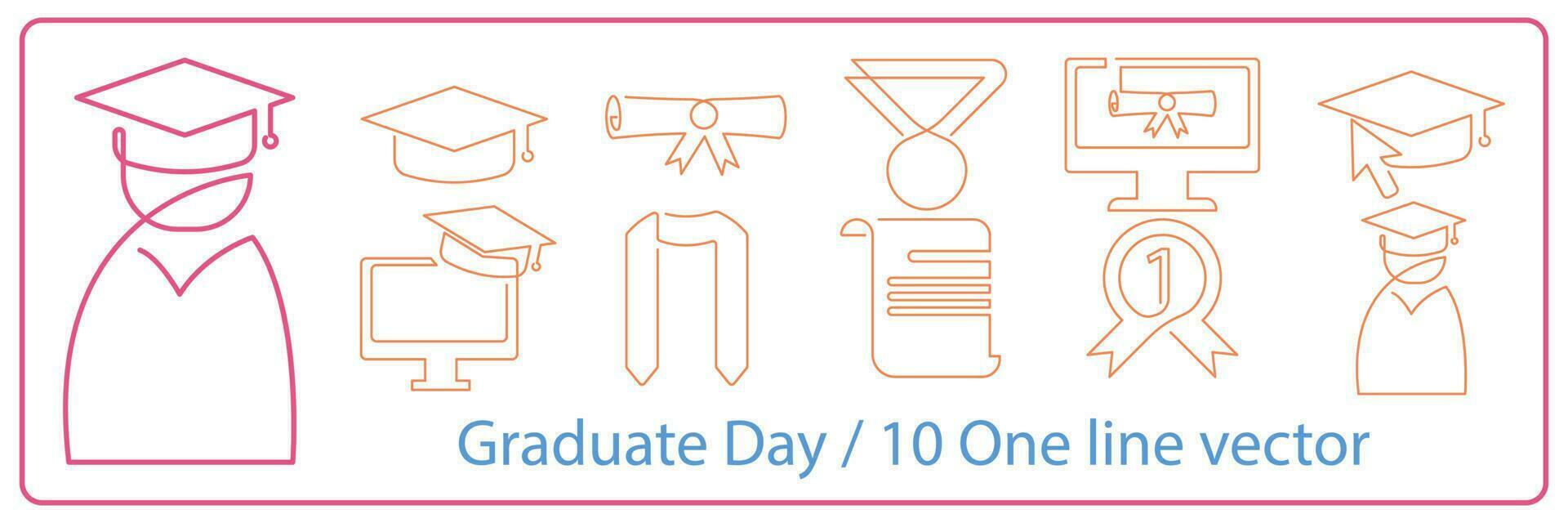 Continuous line drawing of celebrating graduation.Commencement ceremony drawing. College, school pupil celebrating graduation isolated on white background. vector