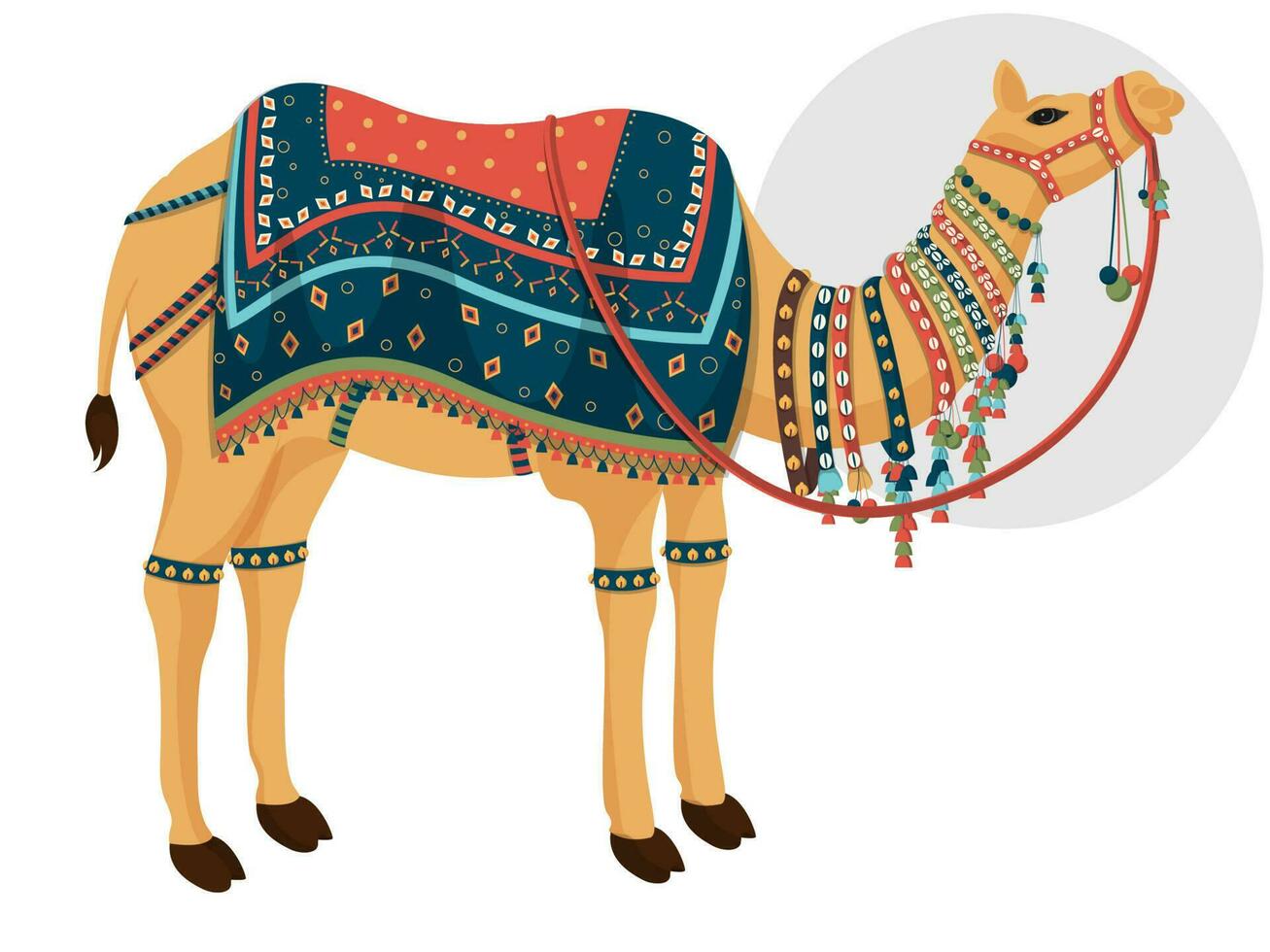 Decorative camel character on white background. vector