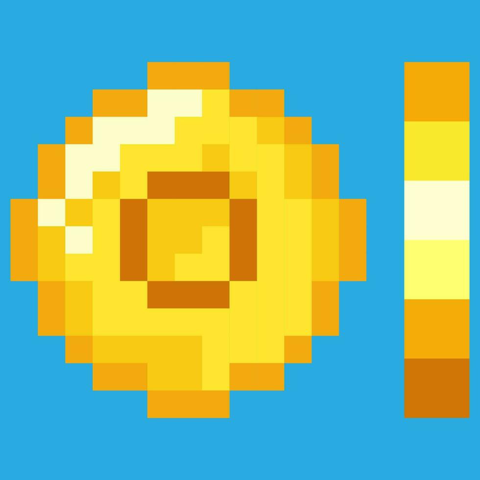 8 bits píxel gráficos iconos aislado vector ilustración. juego Arte. monedas de oro para animación. píxel Arte.