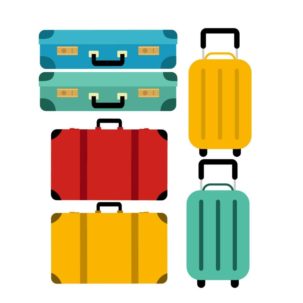 Travel Luggage Cartoon Set. Vector illustration EPS10.