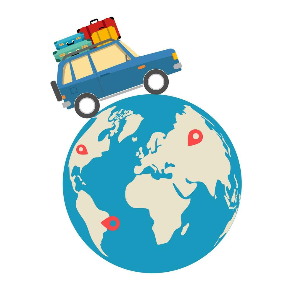 World Links. Global communication air and car connection. Vector