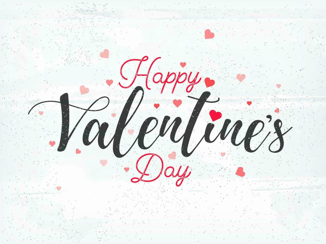 Happy Valentine's Day Font Decorated with Tiny Hearts on White Texture Background. vector