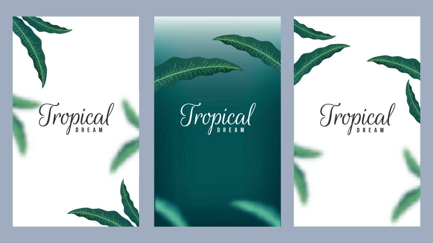 conjunto de tropical sueño modelo diseño decorado natural hojas en verde y blanco antecedentes. vector