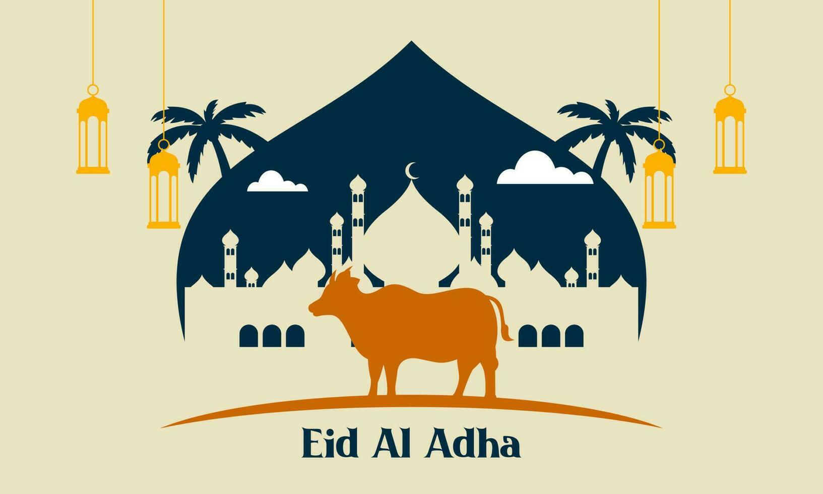 Eid Al Adha Banner Design Vector Illustration. Islamic and Arabic Background for Muslim Community Festival
