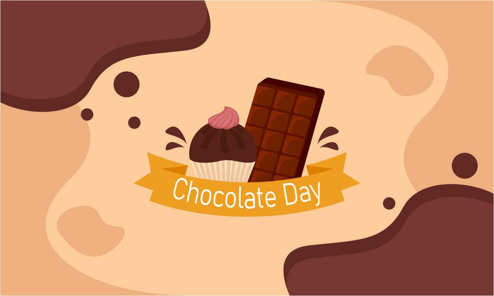 Happy world chocolate day illustration with chocolate logo vector