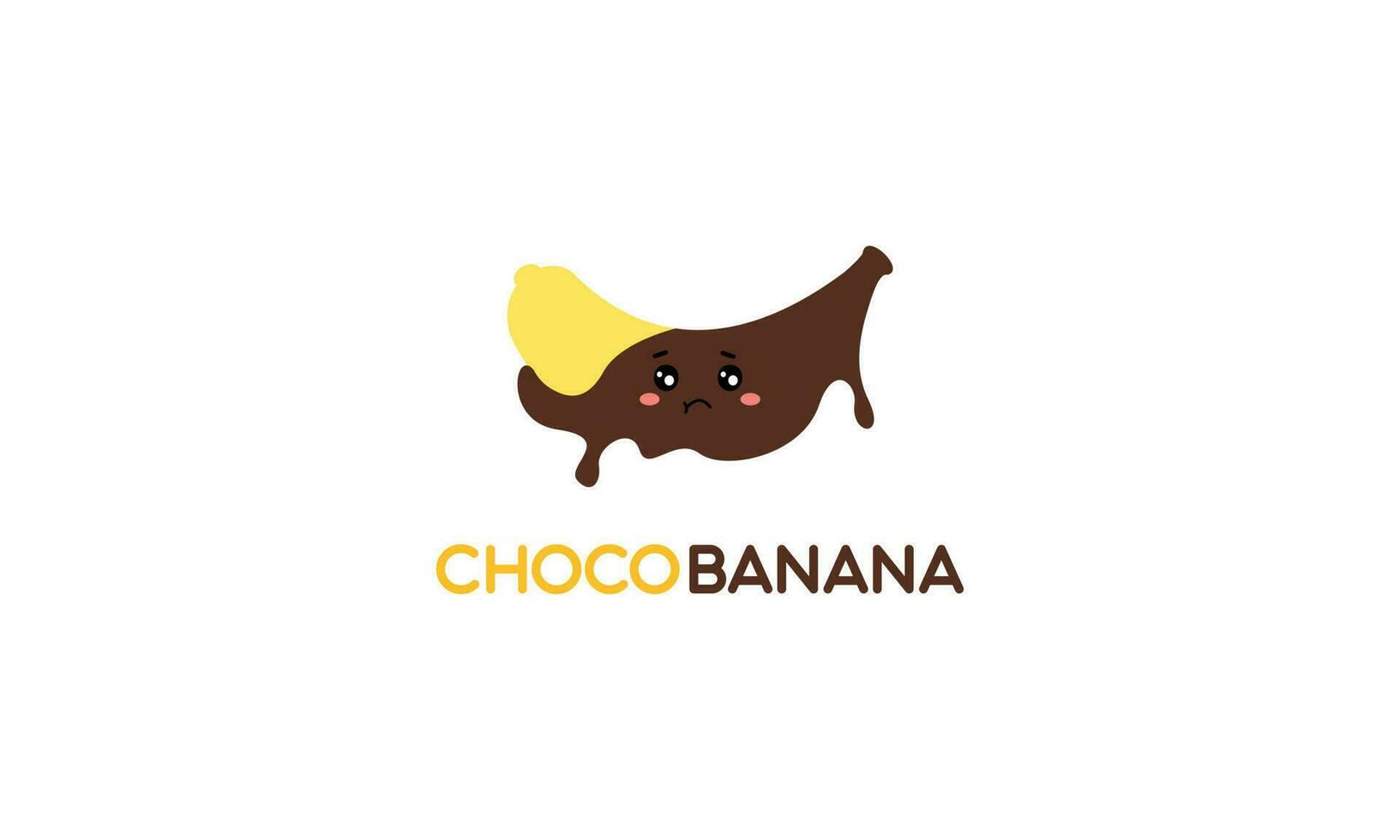 chocolate plátano logo ilustración con gracioso personaje vector