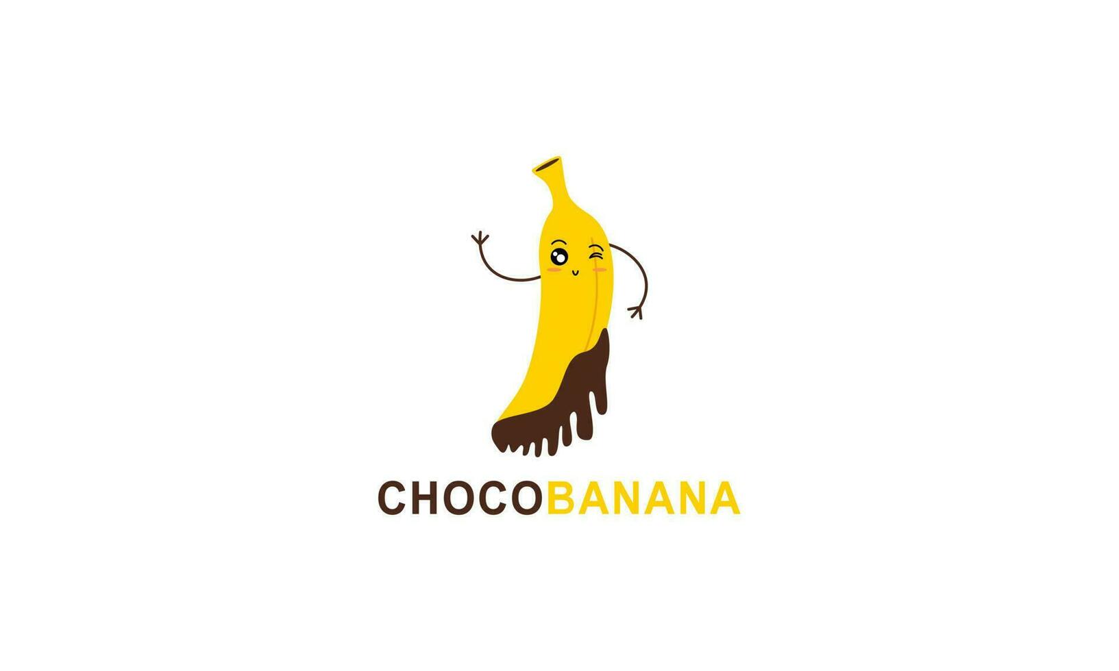 Chocolate banana logo illustration with funny character vector