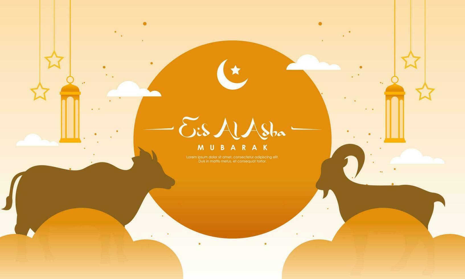 Eid Al Adha Banner Design Vector Illustration. Islamic and Arabic Background for Muslim Community Festival