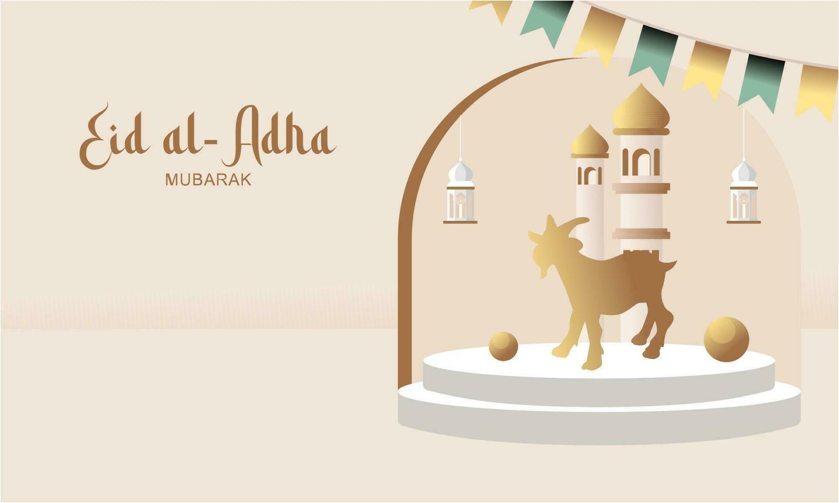Eid Al Adha Banner Design Vector Illustration. Islamic and Arabic Background for Muslim Community Festival