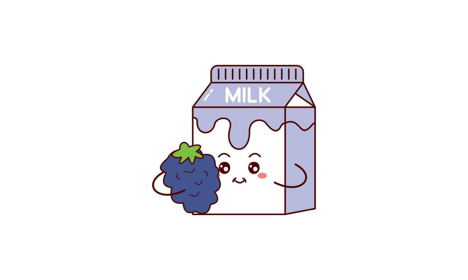 Cartoon milk. Asian product. Kawaii anime design. Cartoon style vector