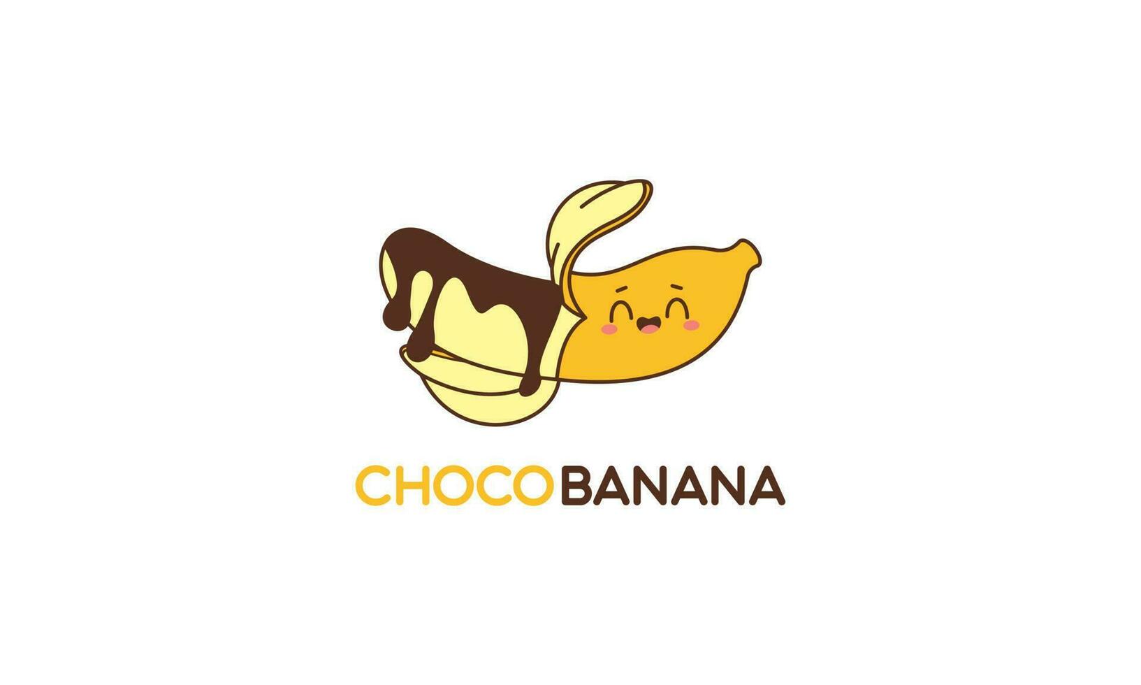 Chocolate banana logo illustration with funny character vector