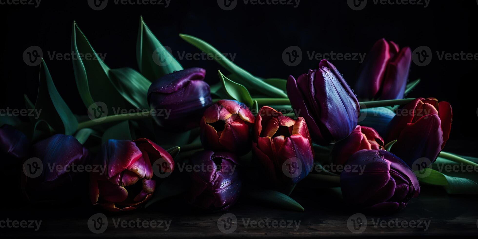 . . Aesthetics tulip flowers pattern mock up. Inspired by Tim Burton dark mood vibe. Can be used for decoration or graphic love design. Graphic Art photo