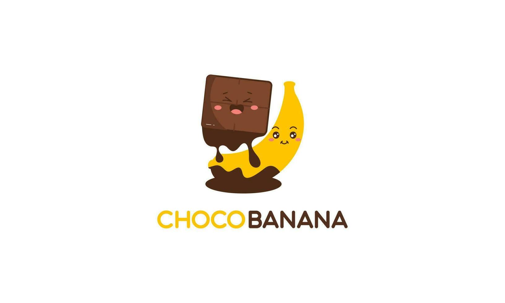 Chocolate banana logo illustration with funny character vector