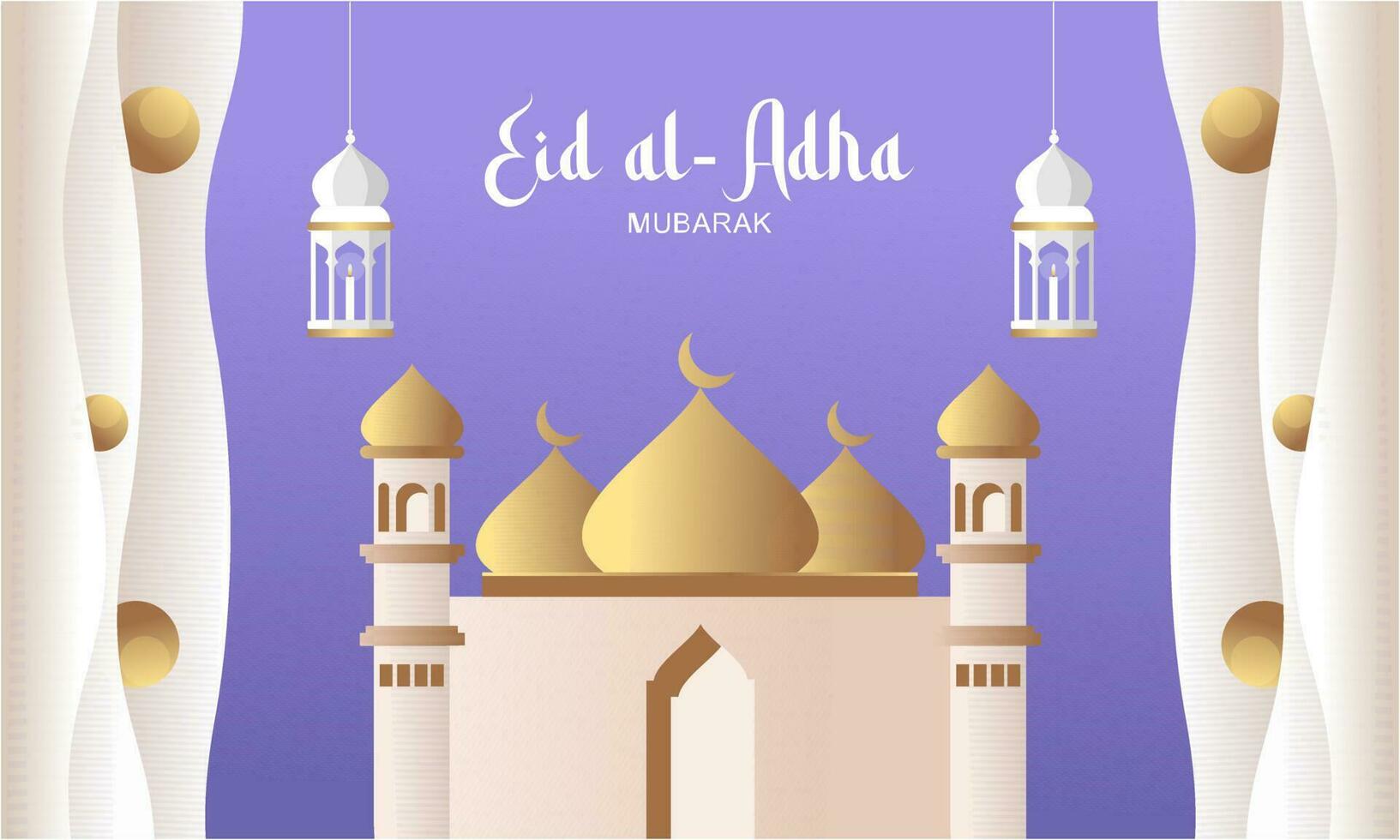 Eid Al Adha Banner Design Vector Illustration. Islamic and Arabic Background for Muslim Community Festival