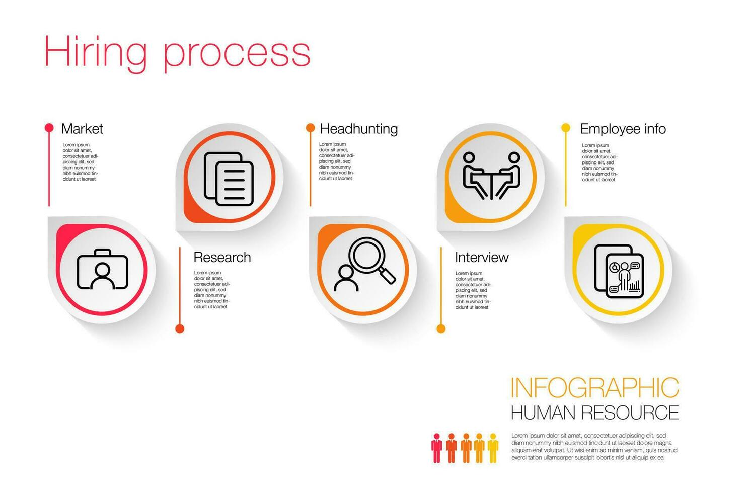 infografía modelo 5 5 pasos para contratación proceso vector