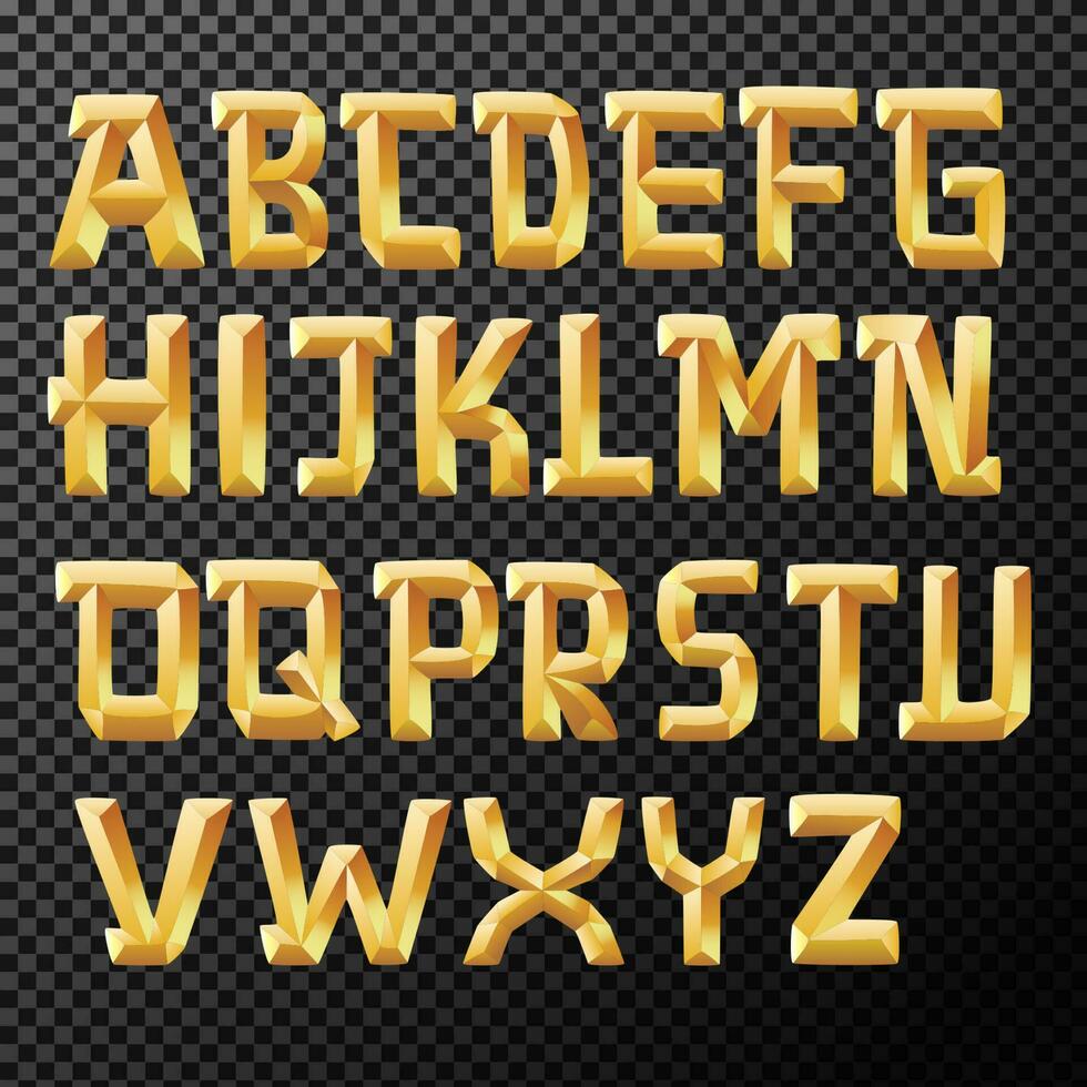 Gold alphabet set, Vector Illustration