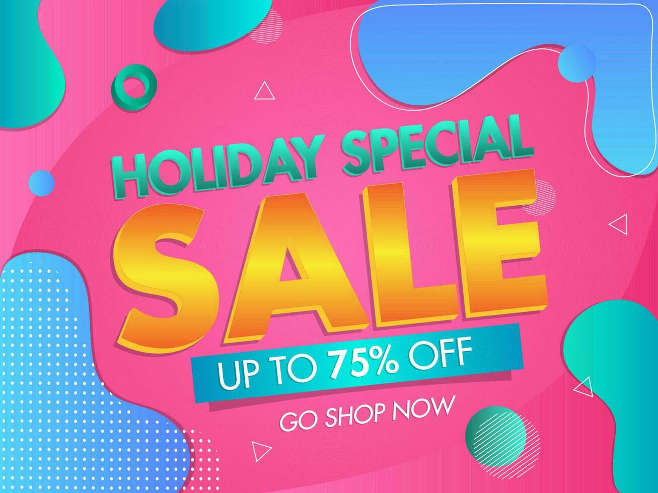 Holiday Special Sale banner or poster design with discount offer on abstract fluid art background. vector