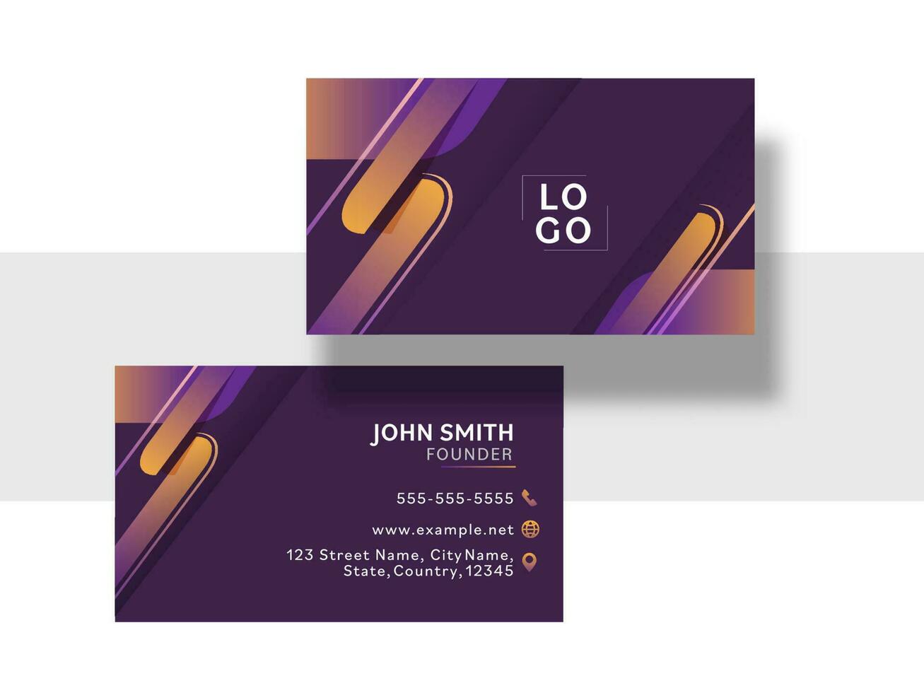 Horizontal business card with front and back presentation. vector