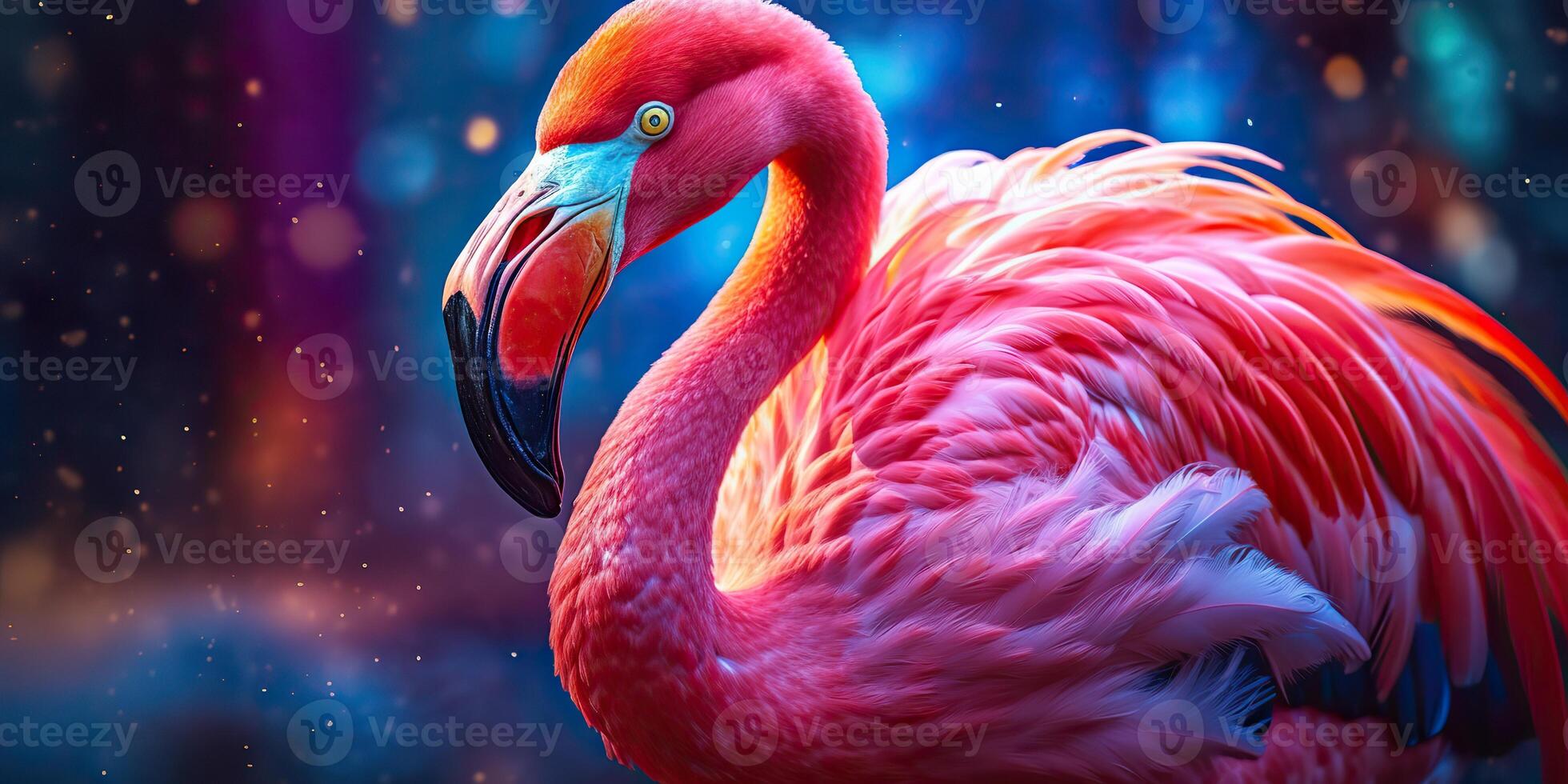 . . Pink color cute flamingo bird. Vacation rest party vibe.Graphic Art photo