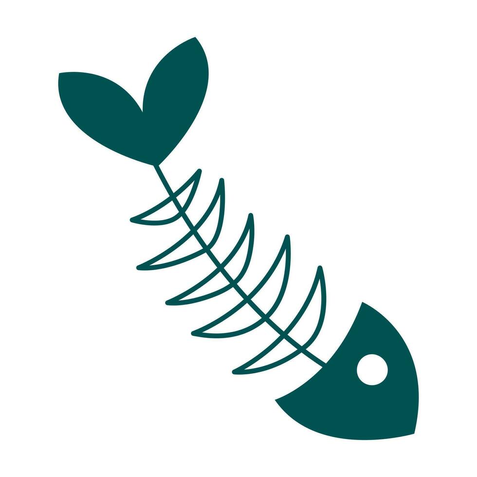 Cute hand drawn fish skeleton. White background, isolate. vector