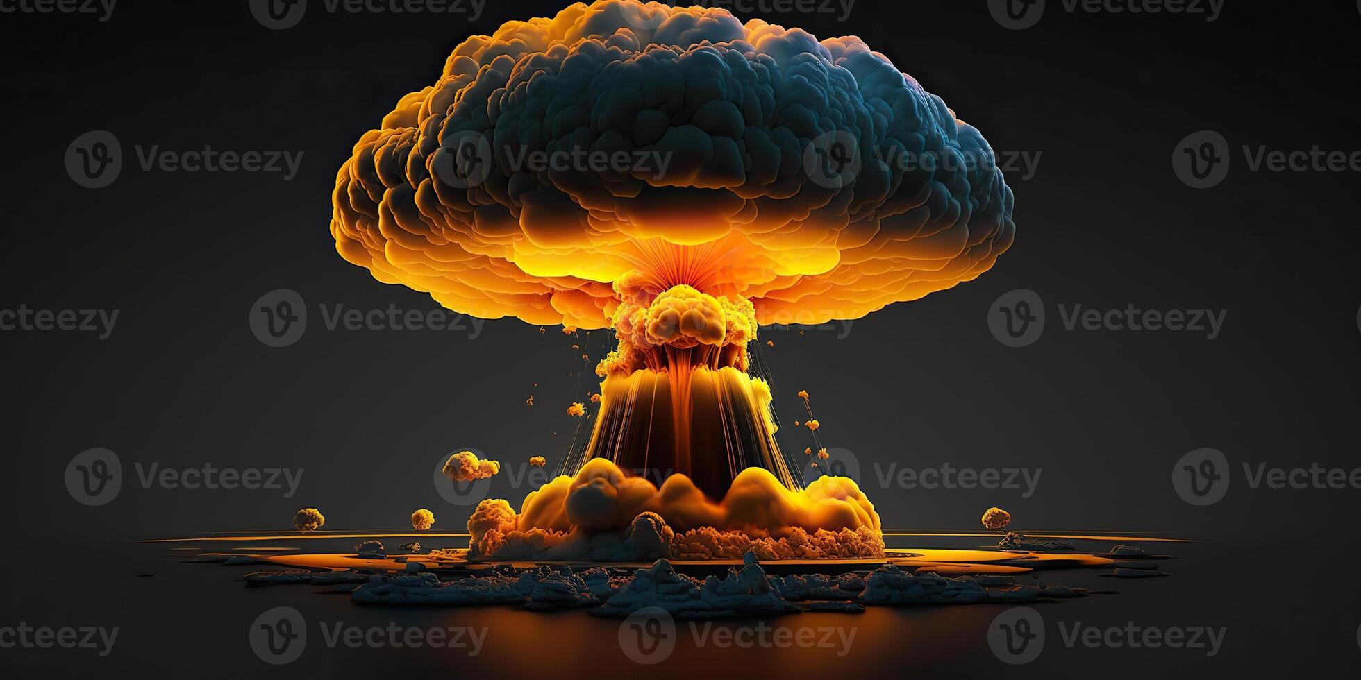 . . Illustration of huge atomic mushroom explosion. Scary catastrophe vibe. Graphic Art photo