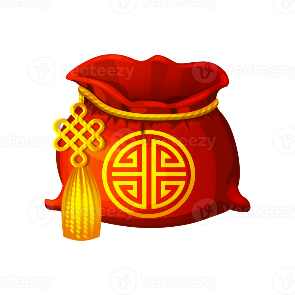 Empty Red big chinese good luck bag. png