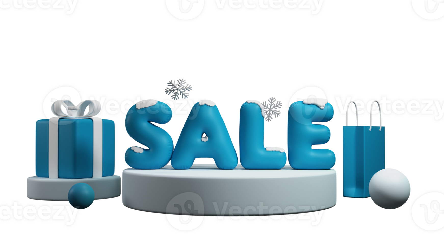 3D Render, Sale Text With Gift Boxes on PNG Background.