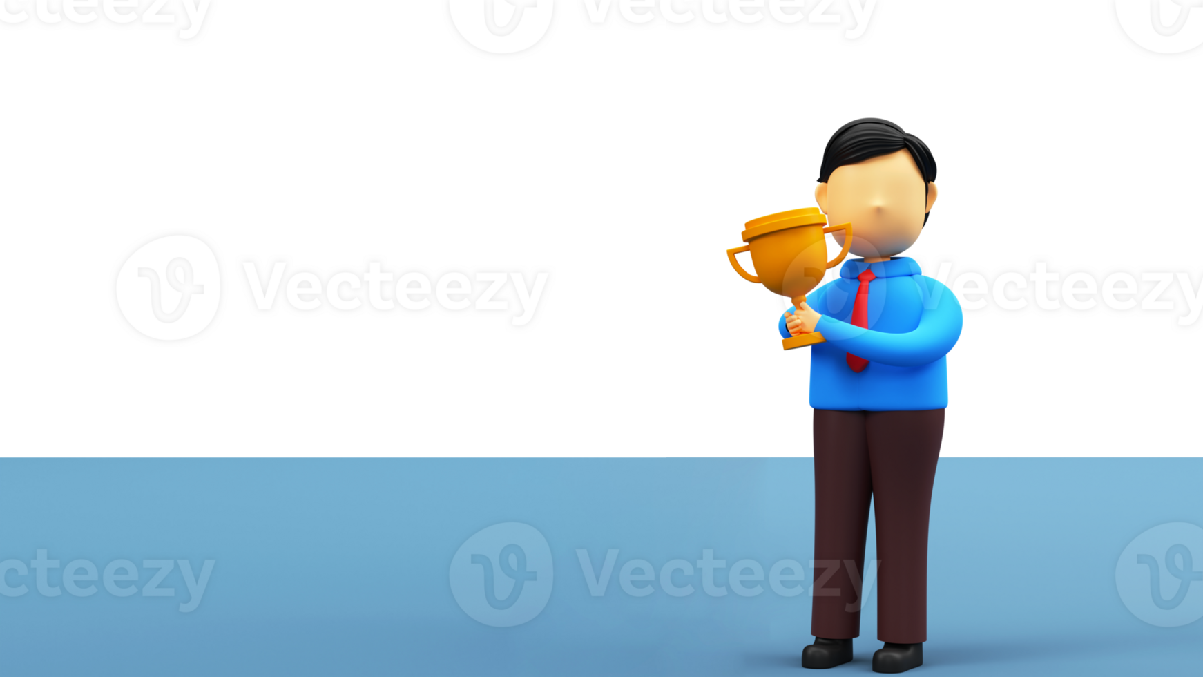 3D Render, Businessman with Trophy. png