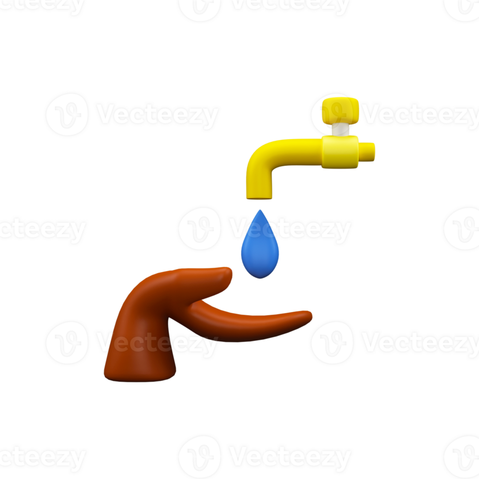 3D Rendering of Human Hand With Faucet. png