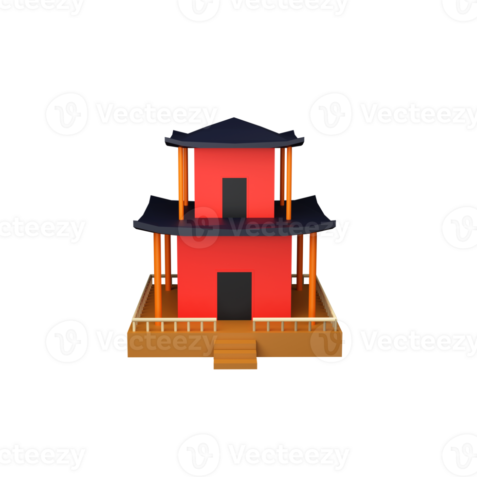 3D Render of Chinese Temple. png