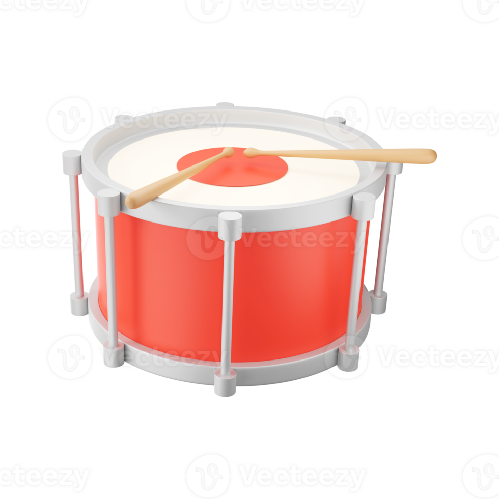 3D Render of Snare Drum With Sticks. png