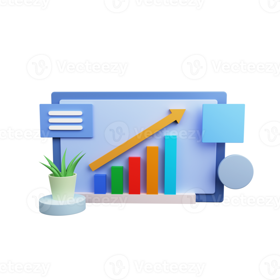 Growth Graph Display And Plant Pot. png